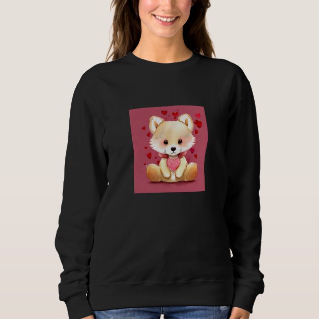 Sweatshirt Valentine's Day Love Heart Fox Teddy Girlfriend Fi (Devant)