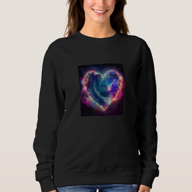 Sweatshirt Valentine's Day Love Heart Galaxy Girlfriend Fianc (Devant)