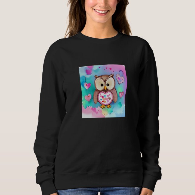 Sweatshirt Valentine's Day Love Heart Owl Teddy Girlfriend Fi (Devant)