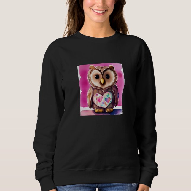 Sweatshirt Valentine's Day Love Heart Owl Teddy Girlfriend Fi (Devant)