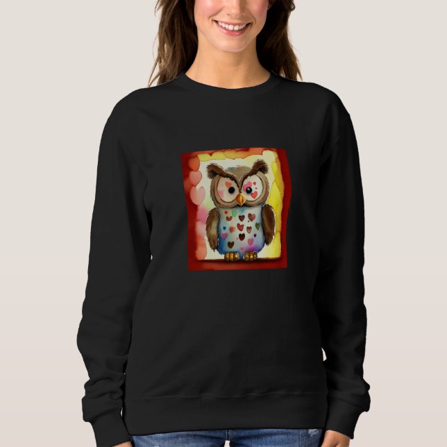 Sweatshirt Valentine's Day Love Heart Owl Teddy Girlfriend Fi (Devant)