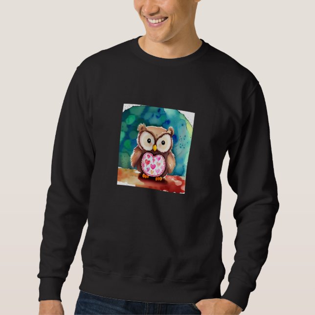 Sweatshirt Valentine's Day Love Heart Owl Teddy Girlfriend Fi (Devant)