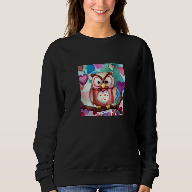 Sweatshirt Valentine's Day Love Heart Owl Teddy Girlfriend Fi (Devant)