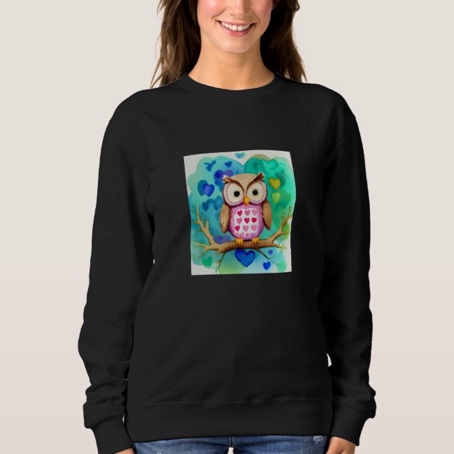 Sweatshirt Valentine's Day Love Heart Owl Teddy Girlfriend Fi (Devant)