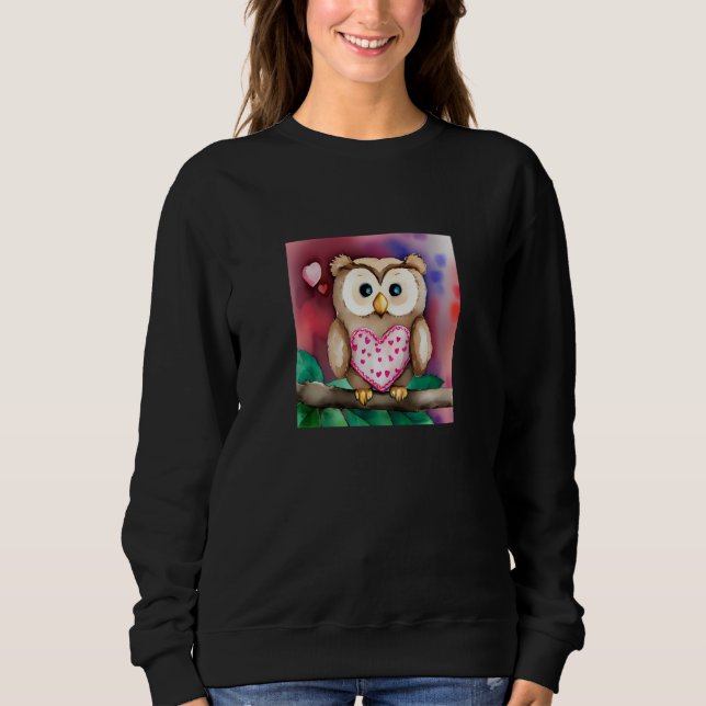Sweatshirt Valentine's Day Love Heart Owl Teddy Girlfriend Fi (Devant)