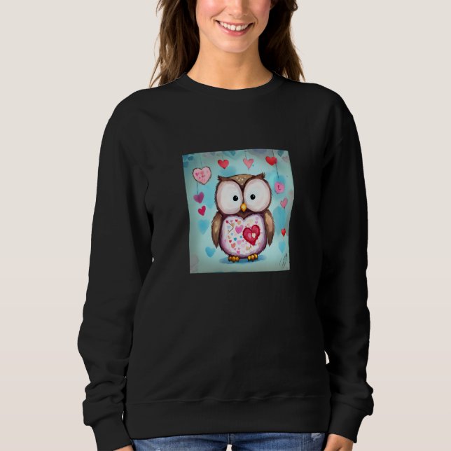 Sweatshirt Valentine's Day Love Heart Owl Teddy Girlfriend Fi (Devant)