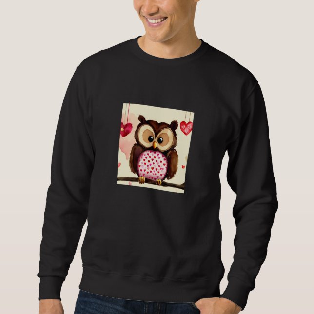 Sweatshirt Valentine's Day Love Heart Owl Teddy Girlfriend Fi (Devant)