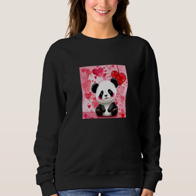 Sweatshirt Valentine's Day Love Heart Panda Girlfriend Fiancé (Devant)