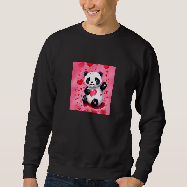 Sweatshirt Valentine's Day Love Heart Panda Girlfriend Fiancé (Devant)