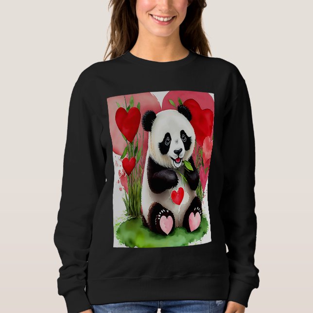 Sweatshirt Valentine's Day Love Heart Panda Girlfriend Fiancé (Devant)