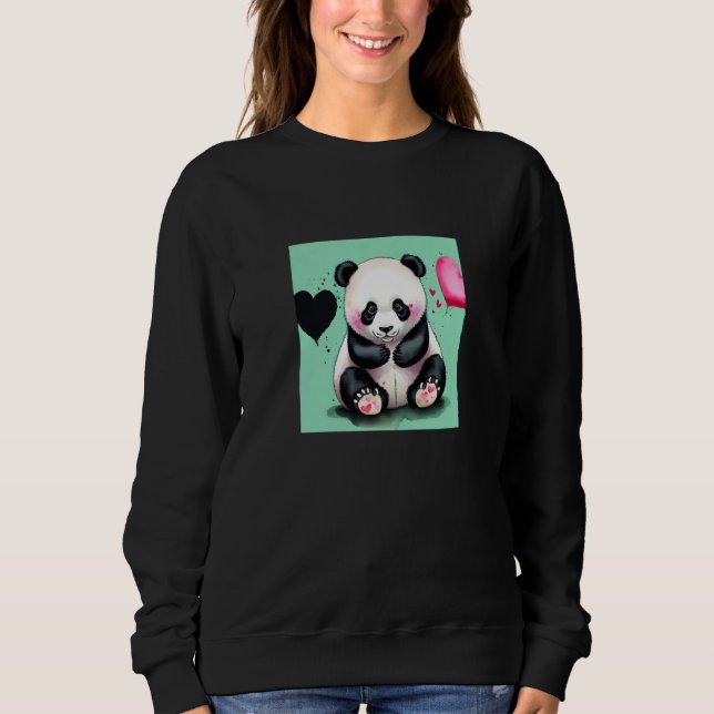 Sweatshirt Valentine's Day Love Heart Panda Girlfriend Fiancé (Devant)
