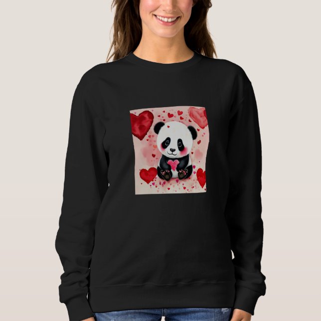 Sweatshirt Valentine's Day Love Heart Panda Girlfriend Fiancé (Devant)