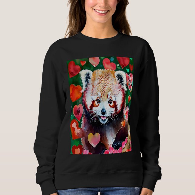 Sweatshirt Valentine's Day Love Heart Red Panda Girlfriend Fi (Devant)