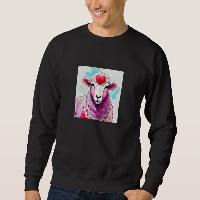 Sweatshirt Valentine's Day Love Heart Sheep Girlfriend Fiancé (Devant)