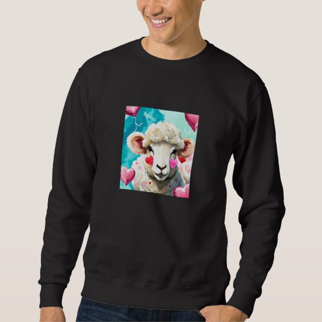 Sweatshirt Valentine's Day Love Heart Sheep Girlfriend Fiancé (Devant)