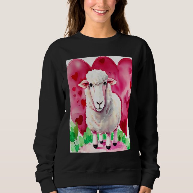 Sweatshirt Valentine's Day Love Heart Sheep Girlfriend Fiancé (Devant)