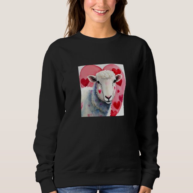 Sweatshirt Valentine's Day Love Heart Sheep Girlfriend Fiancé (Devant)