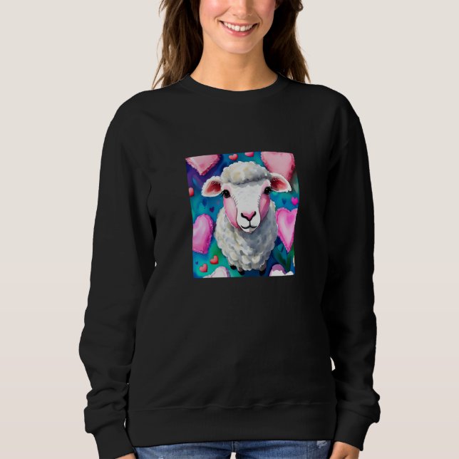 Sweatshirt Valentine's Day Love Heart Sheep Girlfriend Fiancé (Devant)