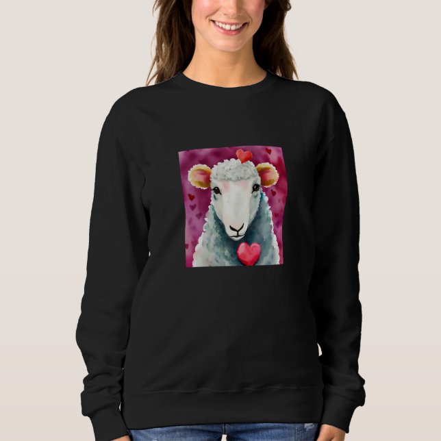 Sweatshirt Valentine's Day Love Heart Sheep Girlfriend Fiancé (Devant)