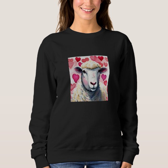 Sweatshirt Valentine's Day Love Heart Sheep Girlfriend Fiancé (Devant)