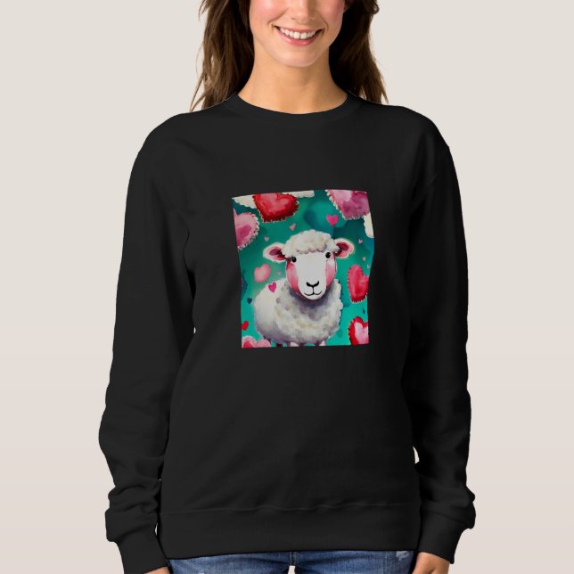 Sweatshirt Valentine's Day Love Heart Sheep Girlfriend Fiancé (Devant)