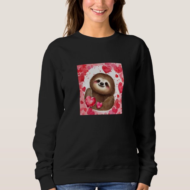 Sweatshirt Valentine's Day Love Heart Sloth Girlfriend Fiancé (Devant)