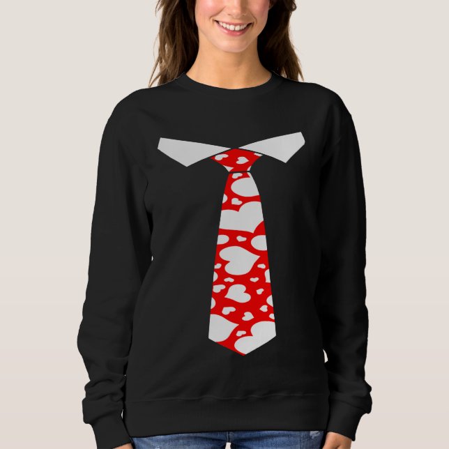 Sweatshirt Valentines Day Neck Tie Heart Youth Kids Boys Men  (Devant)