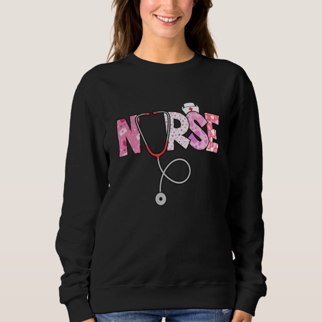 Sweatshirt Valentines Day Nurse Heart Nursing Scrub Top RN Wo (Devant)