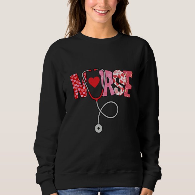 Sweatshirt Valentines Day Nurse Heart Nursing Scrub Top RN Wo (Devant)
