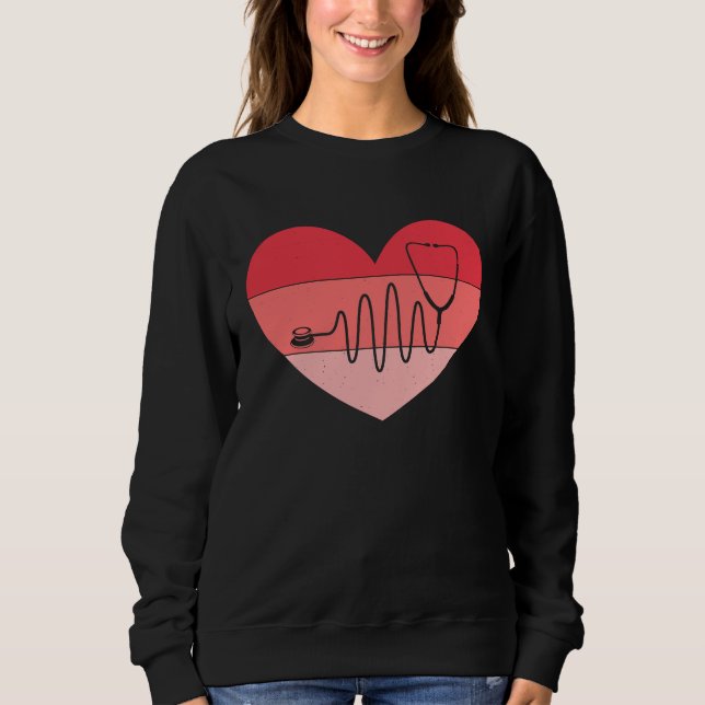 Sweatshirt Valentines Day Stethoscope Nurse Heart Vintage Nur (Devant)
