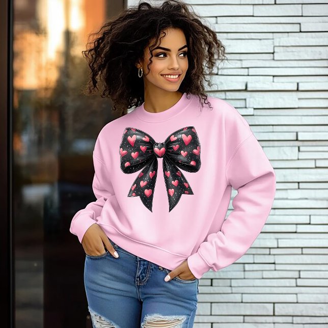 Sweatshirt Valentines Jour Bow avec Coeurs (Créateur téléchargé)