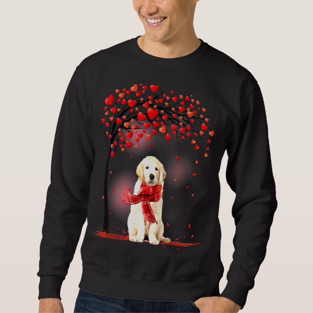 Sweatshirt Valentines Jour Golden Retriever Arbre Coeur Chiot (Devant)