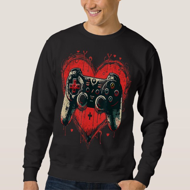 Sweatshirt Valentines Jour Joueur Coeur Jeux Vidéo hommes Fem (Devant)