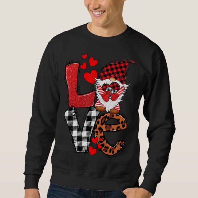 Sweatshirt Valentines Jour mignonne Amour Coeur Gnome Blanc B (Devant)