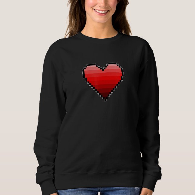 SWEATSHIRT VALENTINE'S RETRO 8 BIT HEART 1 (Devant)