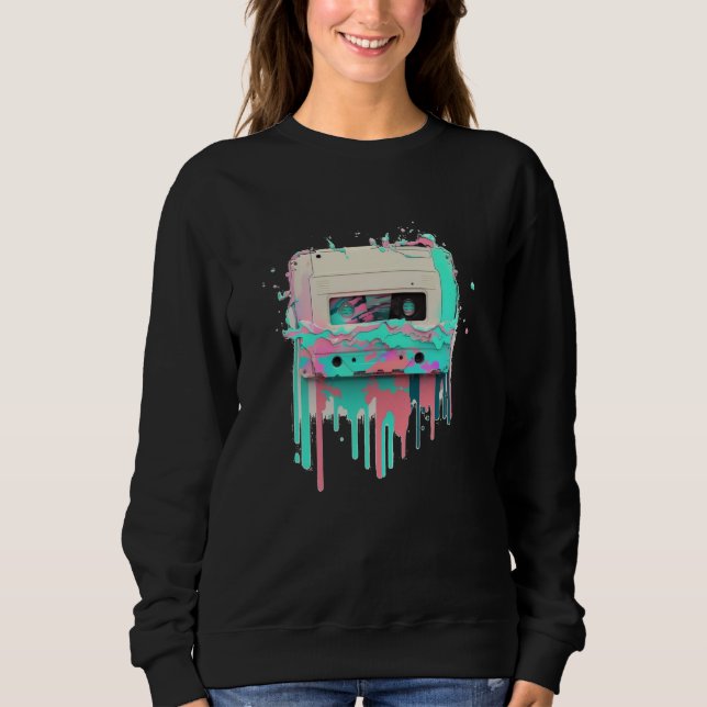 Sweatshirt Vaperwave Aesthetic Glitch Cassette Tape Retrowave (Devant)