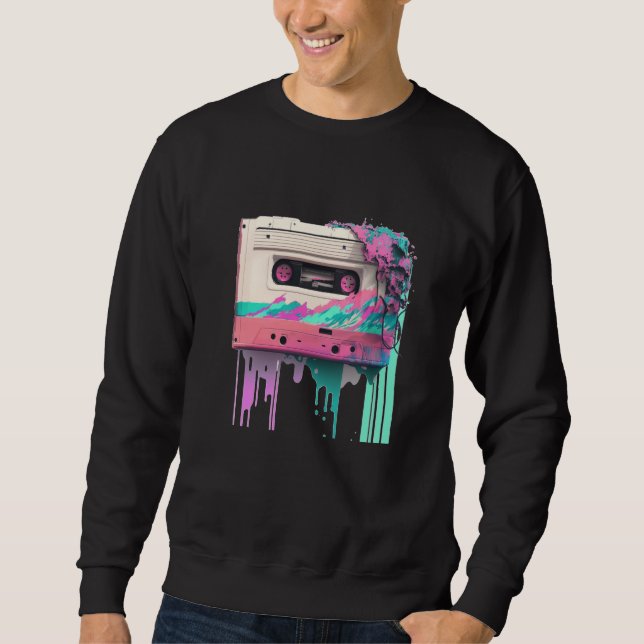 Sweatshirt Vaperwave Esthétique Glitch Cassette Audio Rétrowa (Devant)
