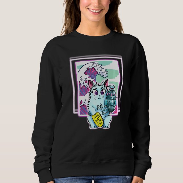 Sweatshirt Vapeur Cat Sci Fi Wave Pour Tous Les Âges (Devant)