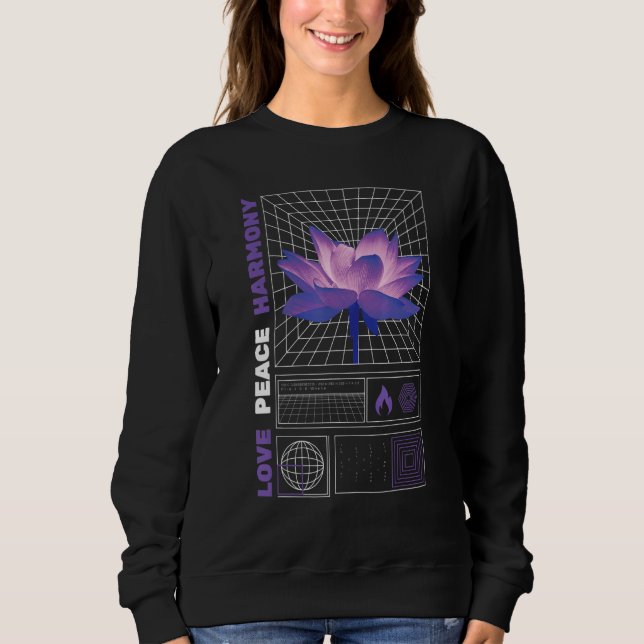 Sweatshirt Vaporwave Amour, Paix, Harmonie Japonaise Esthétiq (Devant)