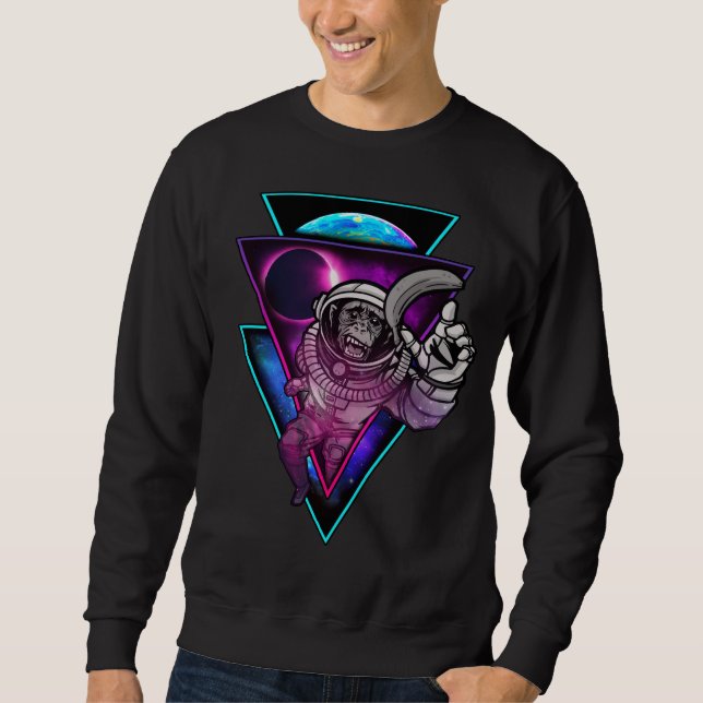 Sweatshirt Vaporwave Astronaut Space Art Monkey Bankey (Devant)
