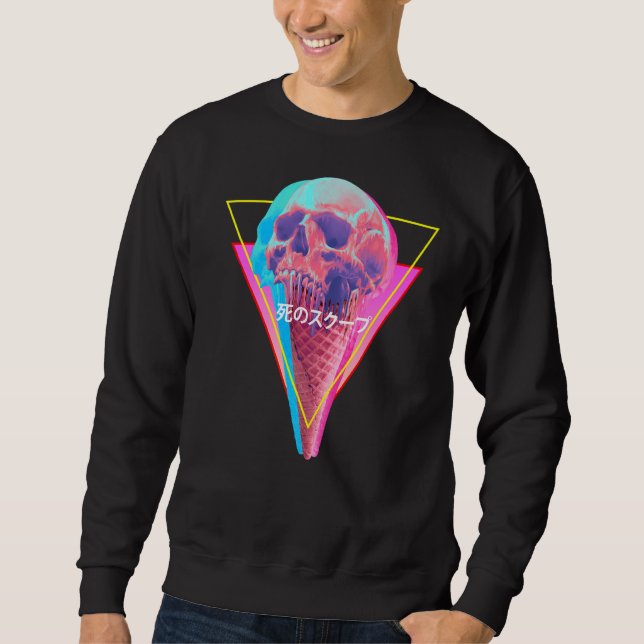 Sweatshirt Vaporwave Crâne de fonte glacée Crème de cône glac (Devant)