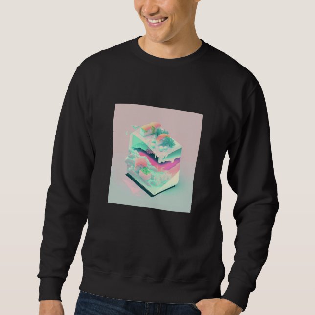 Sweatshirt Vaporwave Esthétique Glitch Sushi Rétrowave Synthw (Devant)