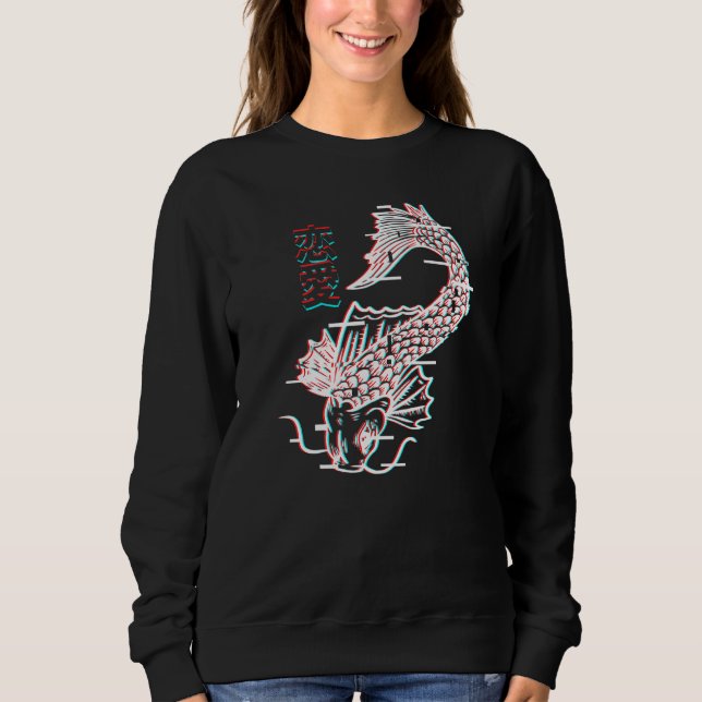 Sweatshirt Vaporwave esthétique Japonais Poisson Koi (Devant)