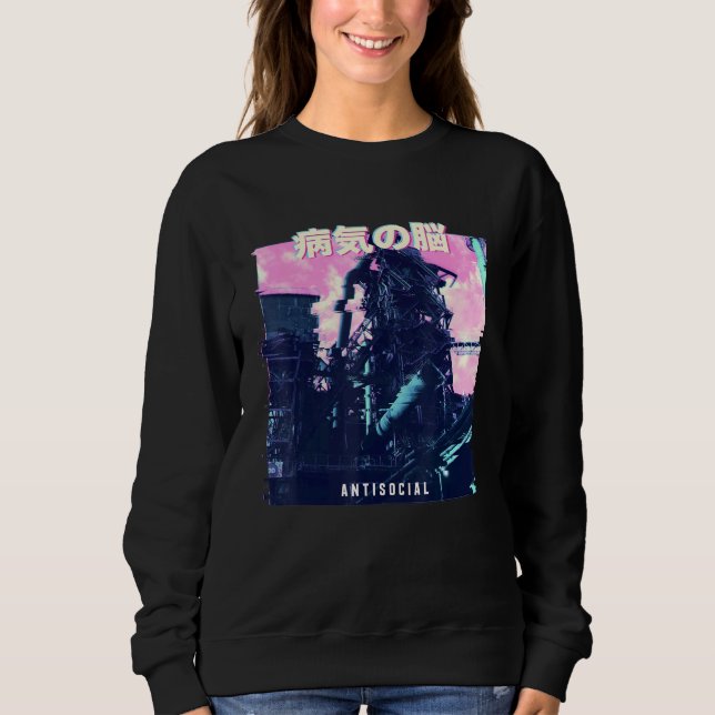 Sweatshirt Vaporwave Glitch esthétique 80s Machine rétro (Devant)