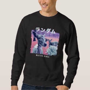 Sweatshirt Vaporwave Glitch esthétique 80s Retro Deer