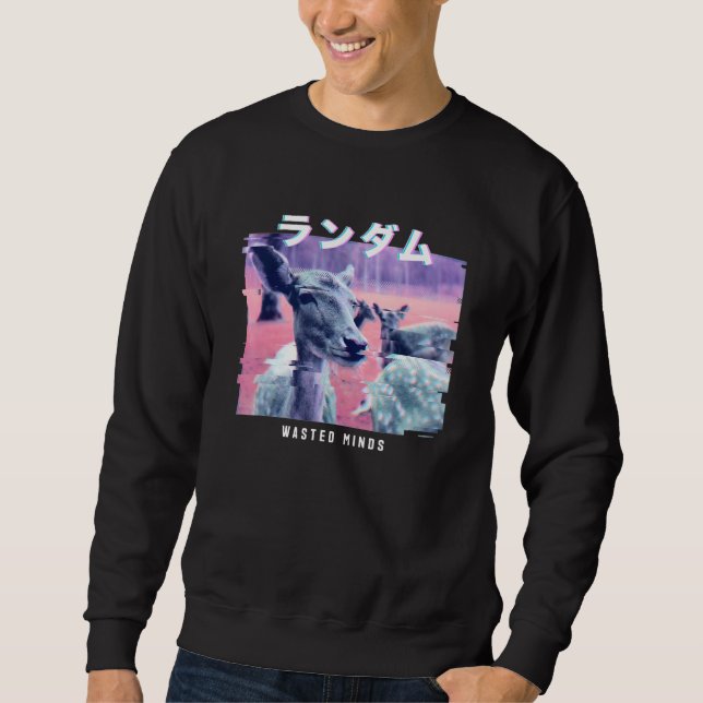 Sweatshirt Vaporwave Glitch esthétique 80s Retro Deer (Devant)