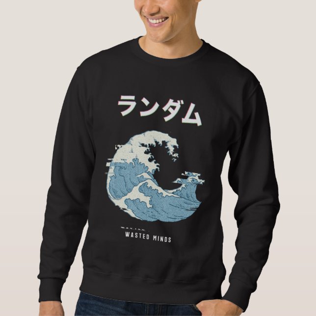 Sweatshirt Vaporwave Glitch esthétique 80s Retro Grande vague (Devant)