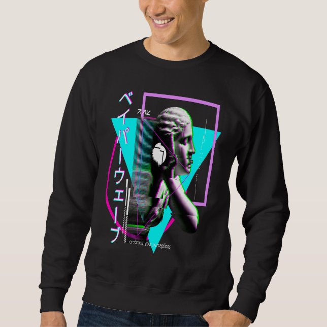 Sweatshirt Vaporwave Statue Aesthetic Glitch Japanese Otaku (Devant)