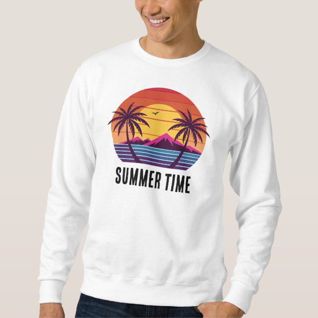 Sweatshirt Vecteur de coucher de soleil avec des palmiers (Devant)