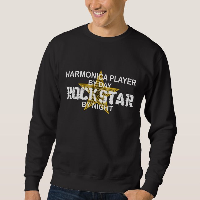 Sweatshirt Vedette du rock d'harmonica par nuit (Devant)